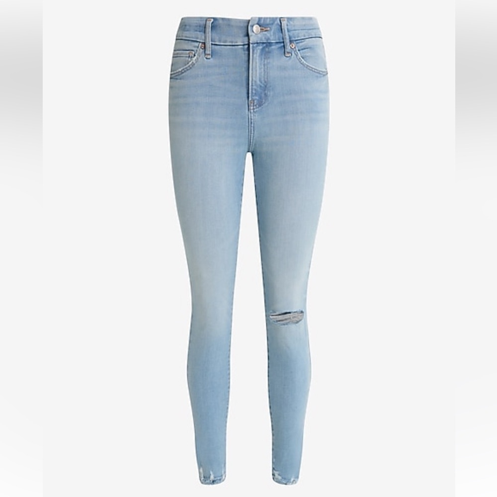 Express Mid Rise Light Wash FlexX Ripped
Skinny Jeans